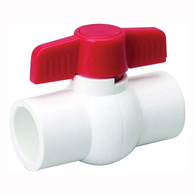 B &amp; K 107-633HN Ball Valve, 1/2 in Connection, Solvent Weld, 150 psi Pressure, Manual Actuator, PVC Body White