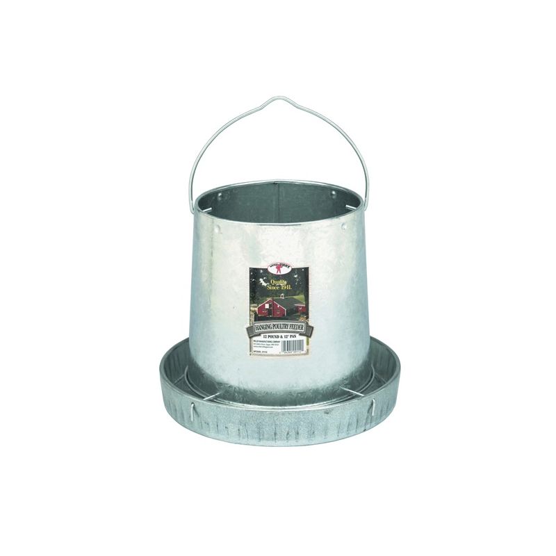 Little Giant 9112 Poultry Feeder, 12 lb Capacity, Rolled Edge, Galvanized Steel 12 Lb