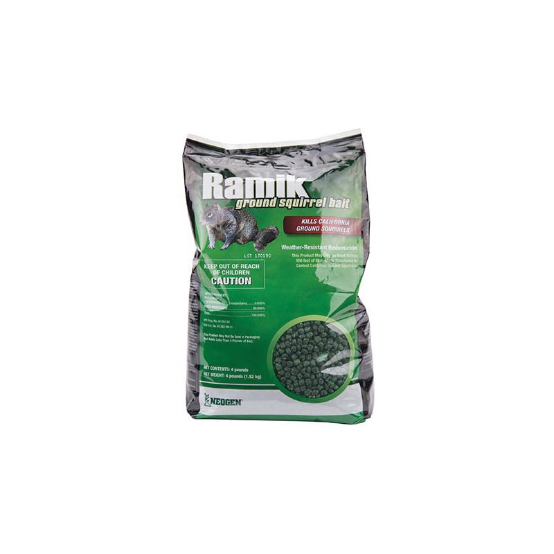 Ramik 116352 Ground Squirrel Bait, Pellet, Characteristic, Mild, Green, 4 lb Pouch Green