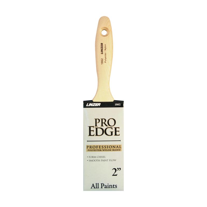 Linzer 1862-2 Paint Brush, 2 in W, 2-3/4 in L Bristle, Nylon/Polyester Bristle, Beaver Tail Handle Natural Handle