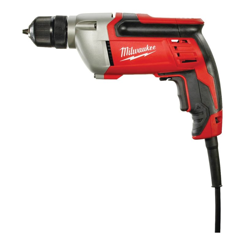 Milwaukee 0240-20 Electric Drill, 8 A, 3/8 in Chuck, Keyless Chuck, 8 ft L Cord, Includes: (1) Soft-Grip Handle Red