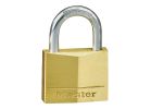 Master Lock 150D Padlock, Keyed Different Key, 9/32 in Dia Shackle, Steel Shackle, Solid Brass Body, 2 in W Body