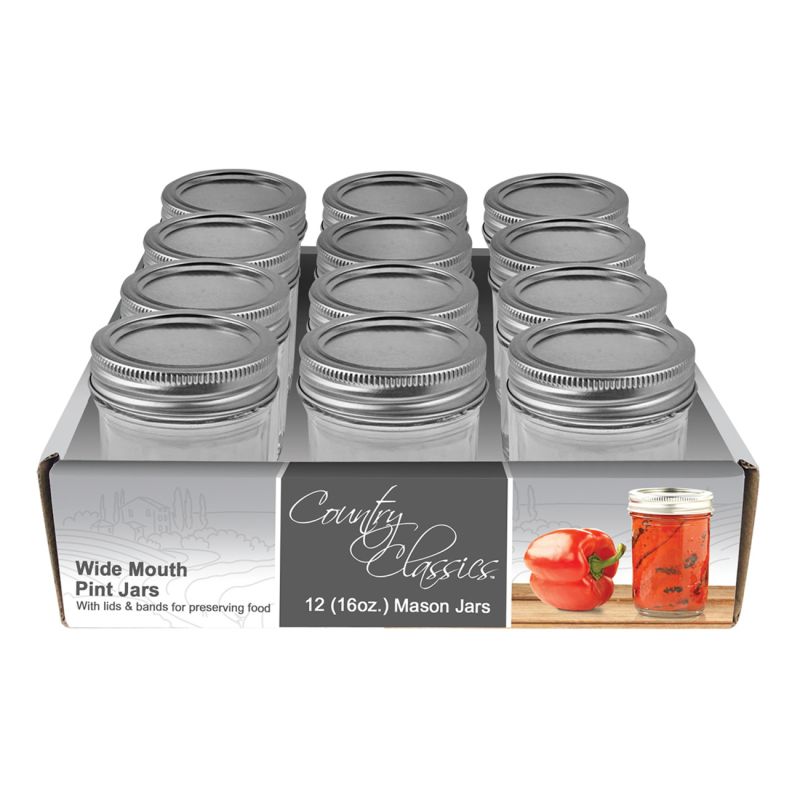 Gossi CCCJWM-116-12PK Canning Jar, 1 pt Capacity, Glass 1 Pt