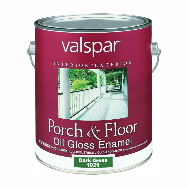 Valspar 07 Porch and Floor Enamel Paint, High-Gloss, Dark Green, 1 gal Dark Green