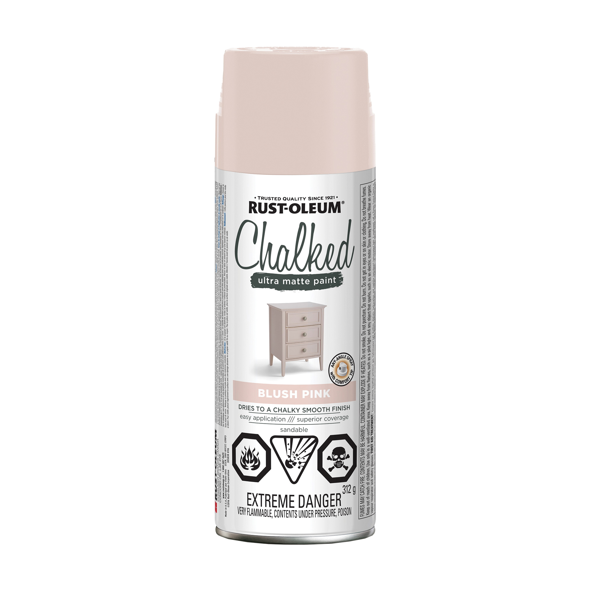 Buy Rust-Oleum 302825 Chalk Spray Paint, Ultra Matte, Blush Pink