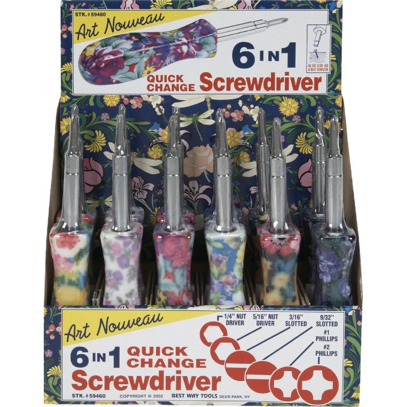 Best Way Tools 6-in-1 Flowered Multi-Bit Screwdriver (Pack of 12)
