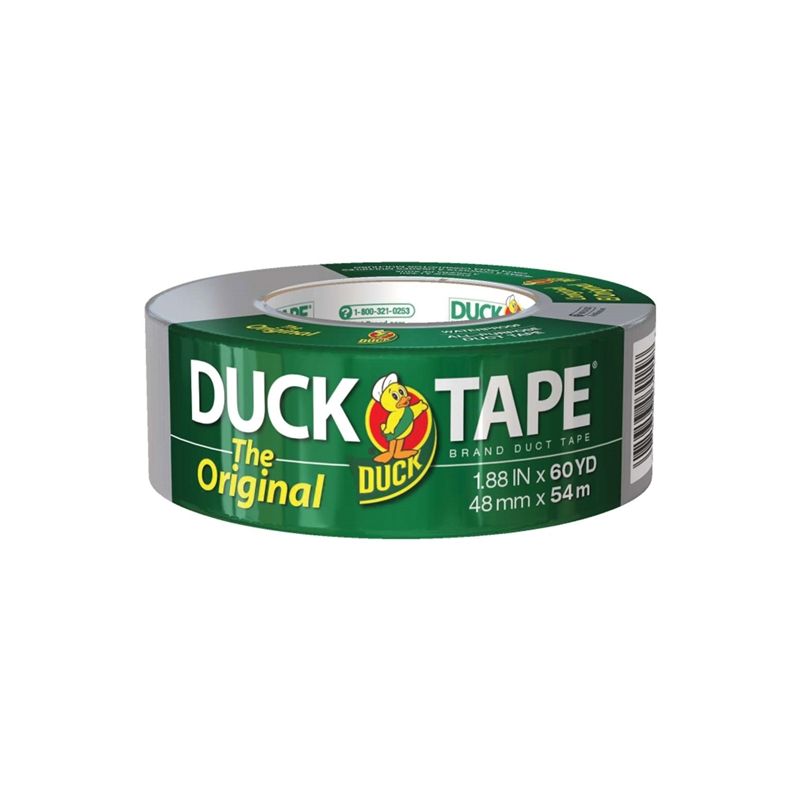 Duck 394475 Duct Tape, 60 yd L, 1.88 in W, Silver Silver