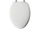 Mayfair Toilet Seat with Brushed Nickel Hinges White, Elongated