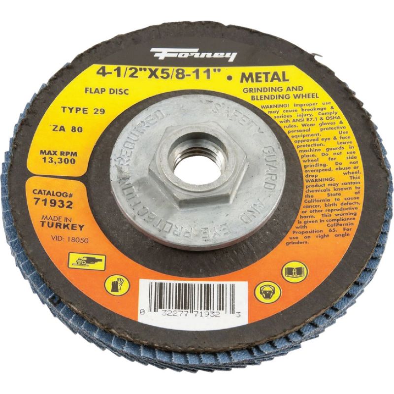 Forney Type 29 Blue Zirconia Angle Grinder Flap Disc