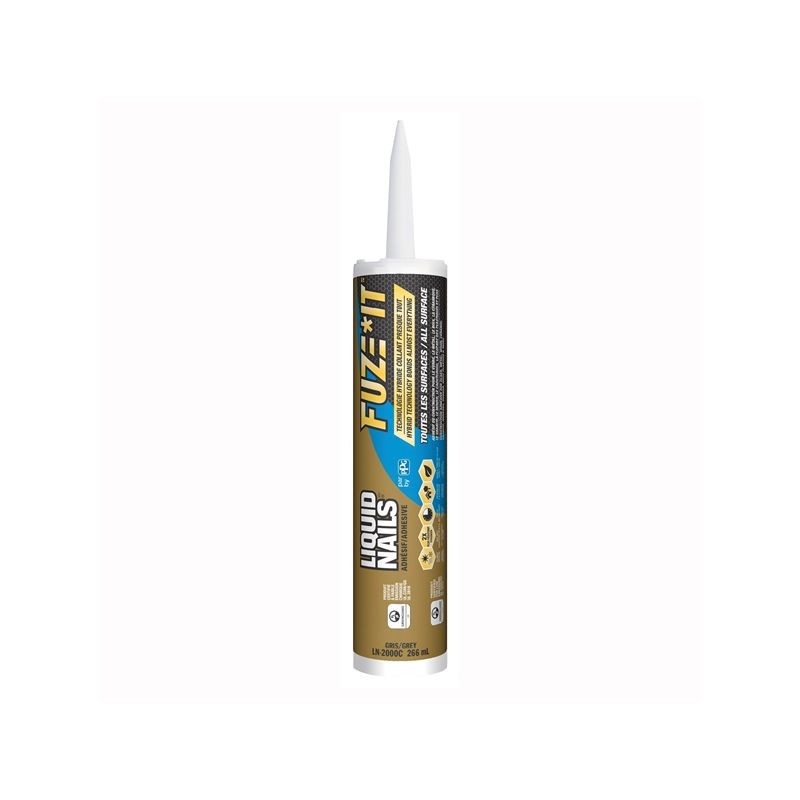 Liquid Nails FUZE IT LN-2000 Construction Adhesive, Gray, 9 oz Cartridge Gray