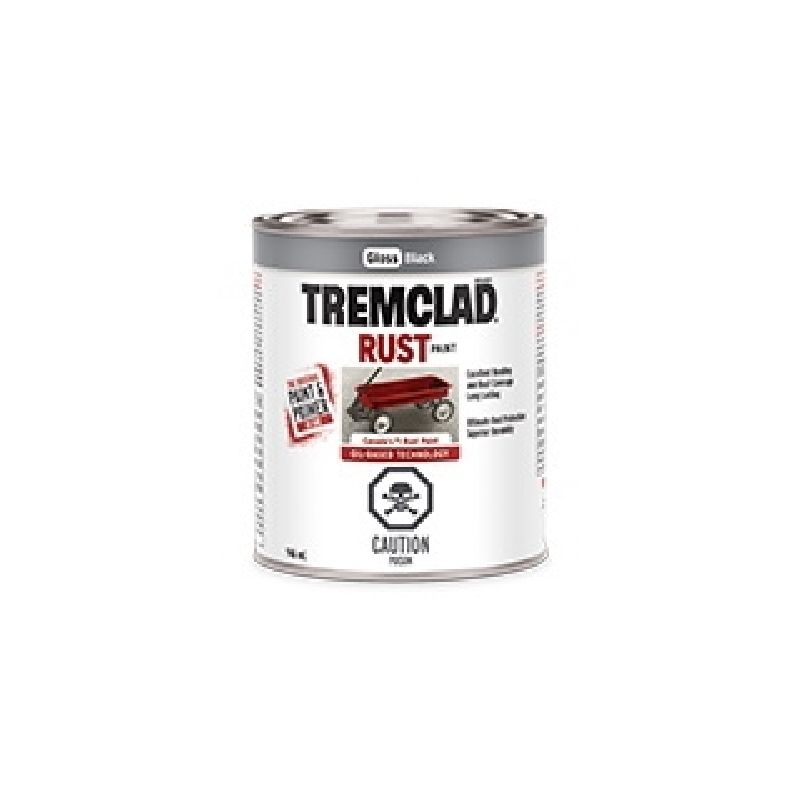 Tremclad 254926 Rust Preventative Paint, Oil, Gloss, Black, 946 mL, Can, 66 to 110 sq-ft Coverage Area Black