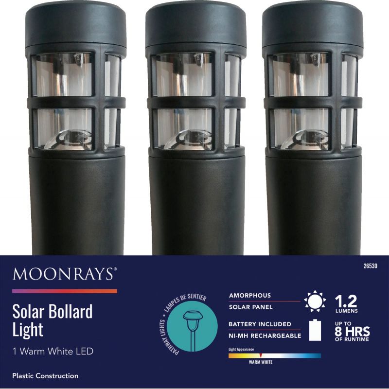 Moonrays Solar Bollard Path Light Black (Pack of 12)