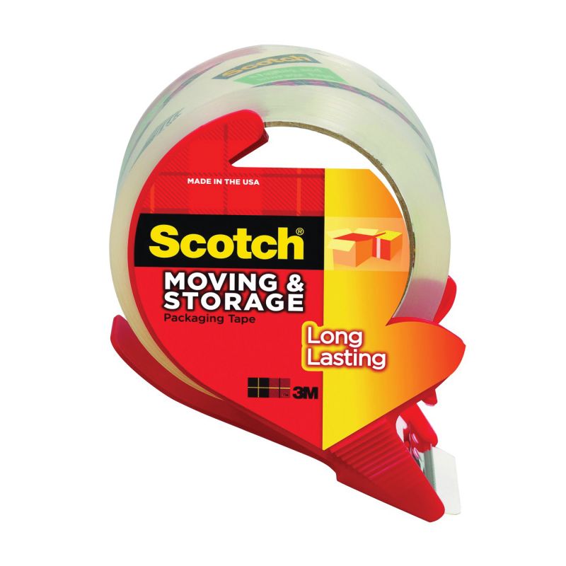 Scotch 3650S-RD Packaging Tape, 38.2 yd L, 1.88 in W, Polypropylene Backing, Clear Clear