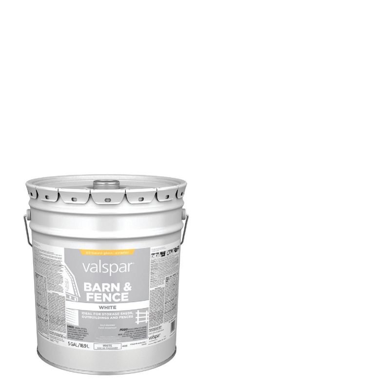 Valspar Oil Paint &amp; Primer In One Low Sheen Barn &amp; Fence Paint White, 5 Gal.