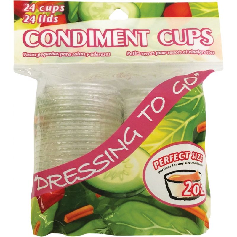 Jacent Plastic Condiment Cups With Lids 2 Oz., Clear (Pack of 6)