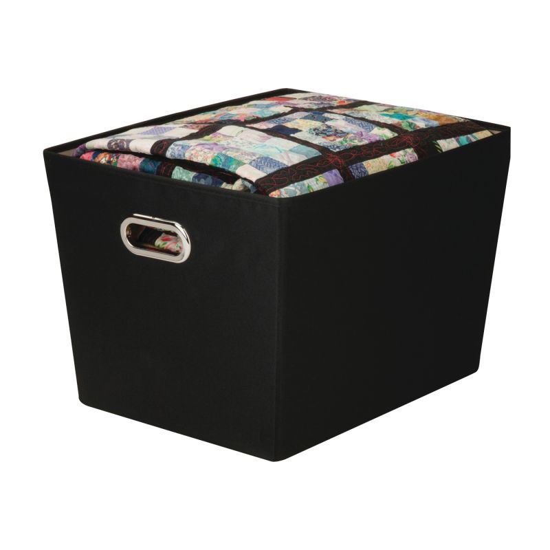 Honey-Can-Do SFT-03073 Storage Bin with Handle, Polyester, Black, 18-1/2 in L, 17.4 in W, 12.6 in H Black