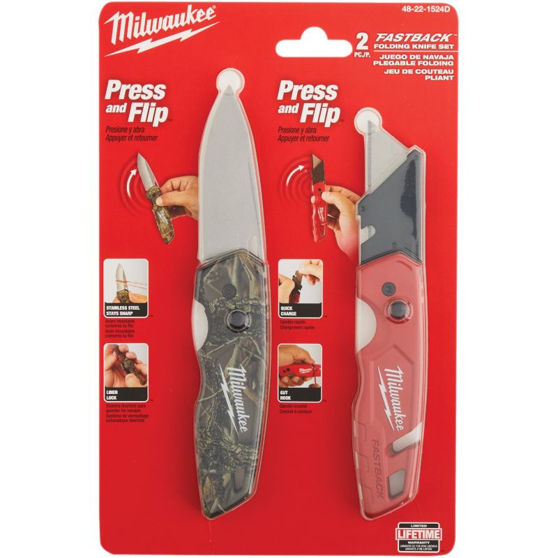Milwaukee FASTBACK Fixed Folding Utility Knife Camo/Red