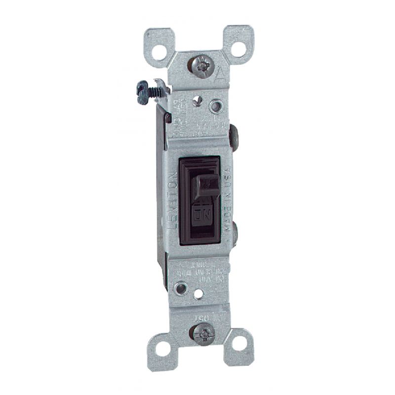 Leviton Toggle Single Pole Grounded Switch Brown, 15A