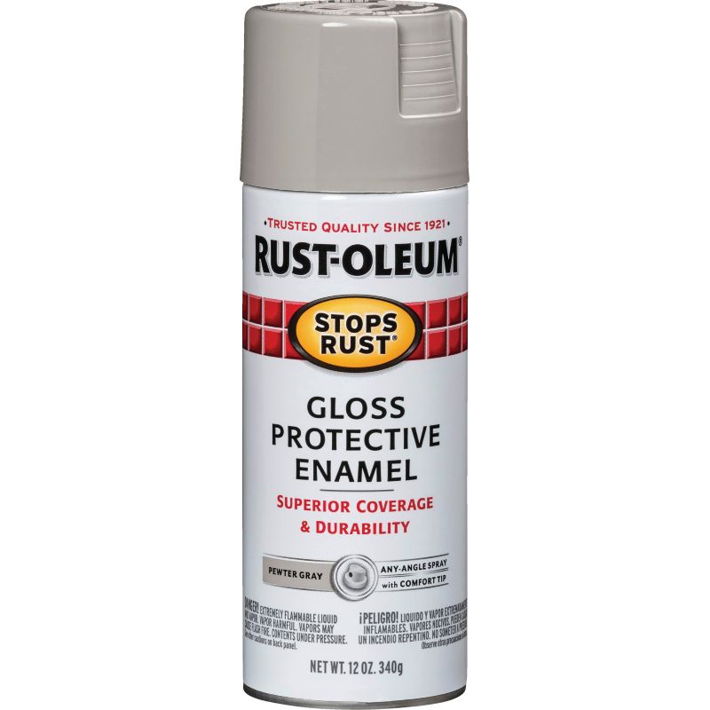 Rust-Oleum Stops Rust Protective Enamel Spray Paint Pewter Gray, 12 Oz.