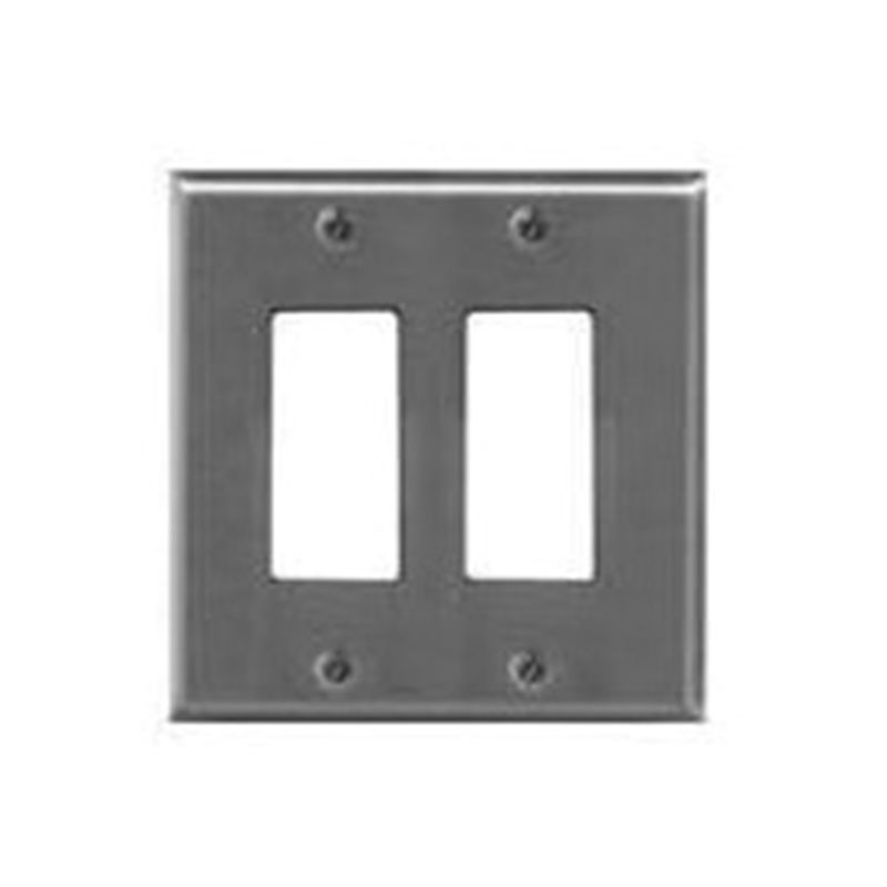 Atron Traditional Series 2-161RR Wallplate, 5 in L, 4-5/8 in W, 2-Gang, Metal, Chrome