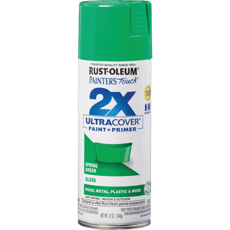 Rust-Oleum Painter&#039;s Touch 2X Ultra Cover Paint + Primer Spray Paint Spring Green, 12 Oz.