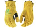 John Deere Leather Cowhide Work Gloves L, Yellow