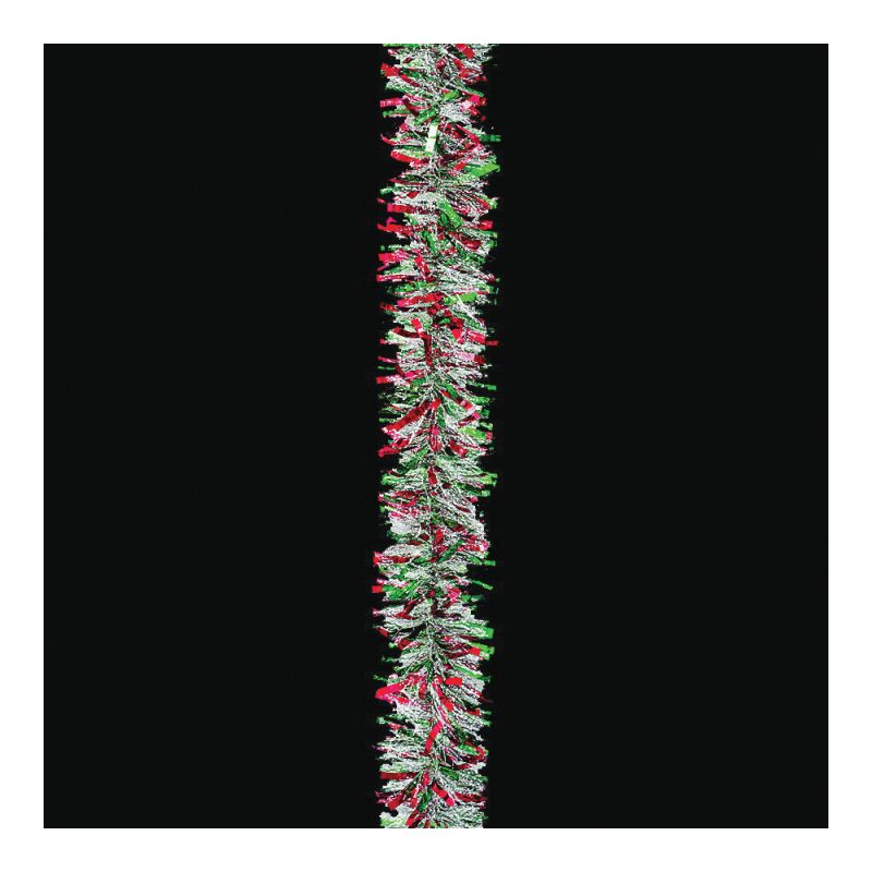 Holidaytrims 3583433 Deluxe Deco Garland, 10 ft L, Green/Red/Snow Green/Red/Snow