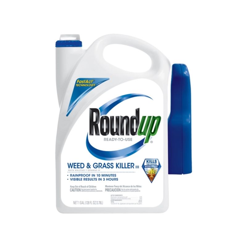 Roundup 5002610 Weed and Grass Killer, Liquid, Spray Application, 1 gal Bottle Hazy
