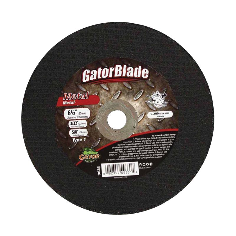GatorBlade 9631 Cut-Off Wheel, 6-1/2 in Dia, 3/32 in Thick, 5/8 in Arbor