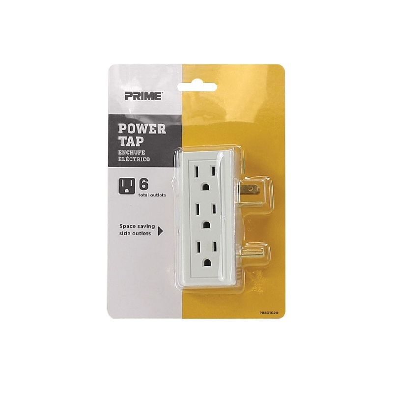 Prime PB801020 Power Tap, 15 A, 125 V, 6 -Outlet, White White