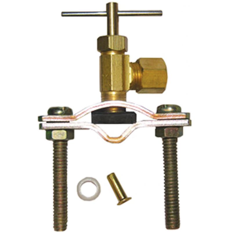 Lasco Compression Outlet Self Tapping Brass Saddle Needle Valve 1/4 In. For 3/8 To 1-1/4 In. Copper Pipe