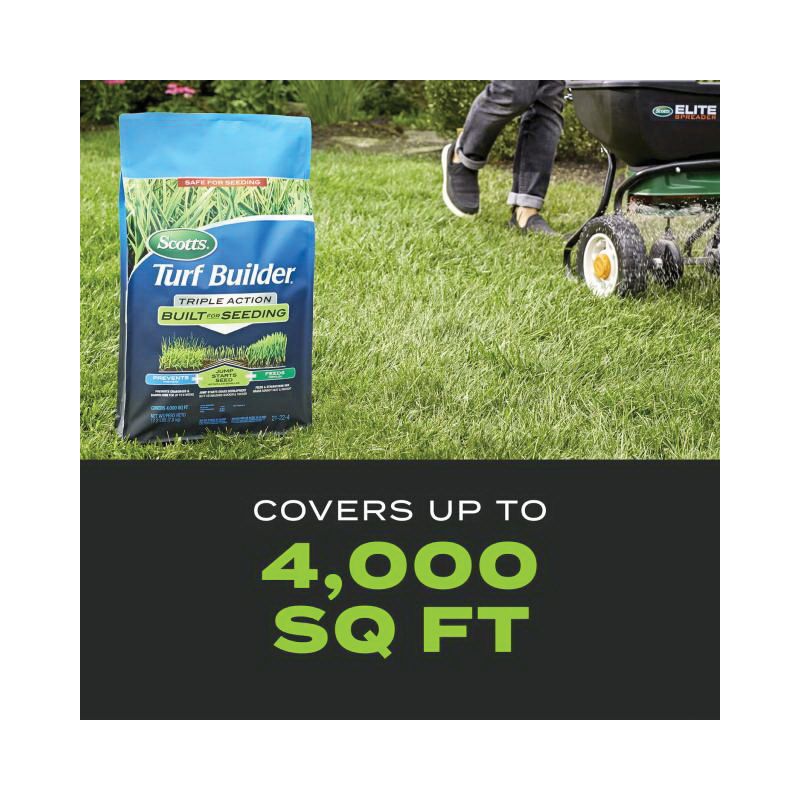 Scotts 23001 Triple-Action Lawn Fertilizer, 17.3 lb Bag, Solid, 21-22-4 N-P-K Ratio Off-White