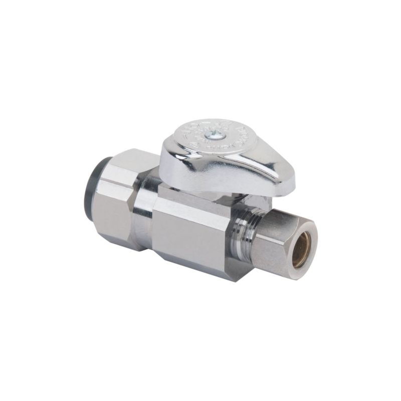 BrassCraft G2PS14X CD Stop Valve, 1/2 x 3/8 in Connection, Push-Connect x Compression, 125 psi Pressure, Brass Body