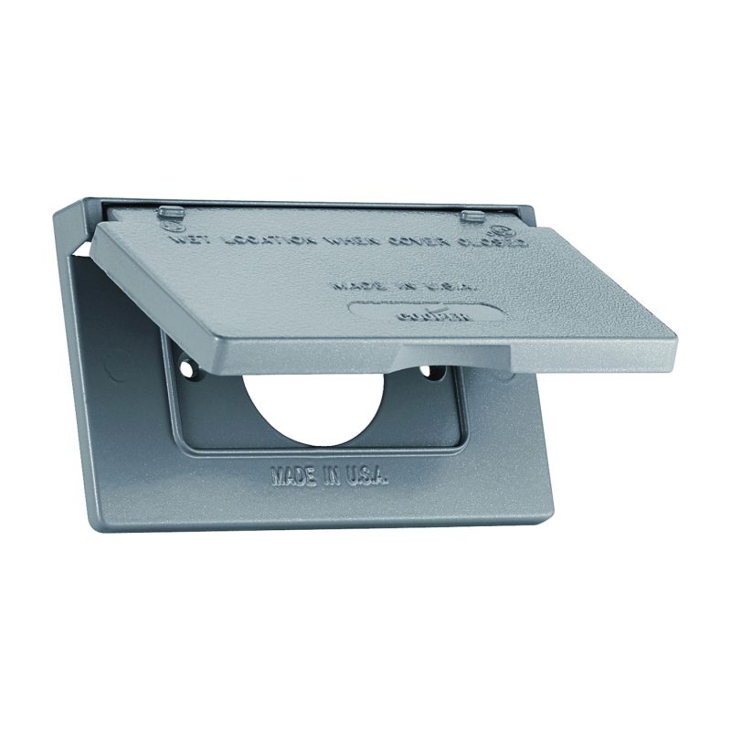Eaton Wiring Devices S992 Cover, 4-9/16 in L, 2-13/16 in W, Rectangular, Metal, Gray, Powder-Coated Gray