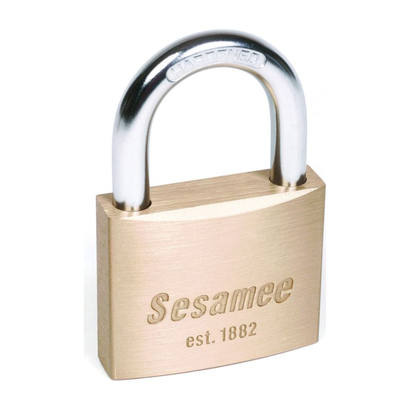 Sesamee 600 Series 60508 Padlock, Keyed Different Key, 0.31 in Dia Shackle, Molybdenum Steel Shackle, Brass Body