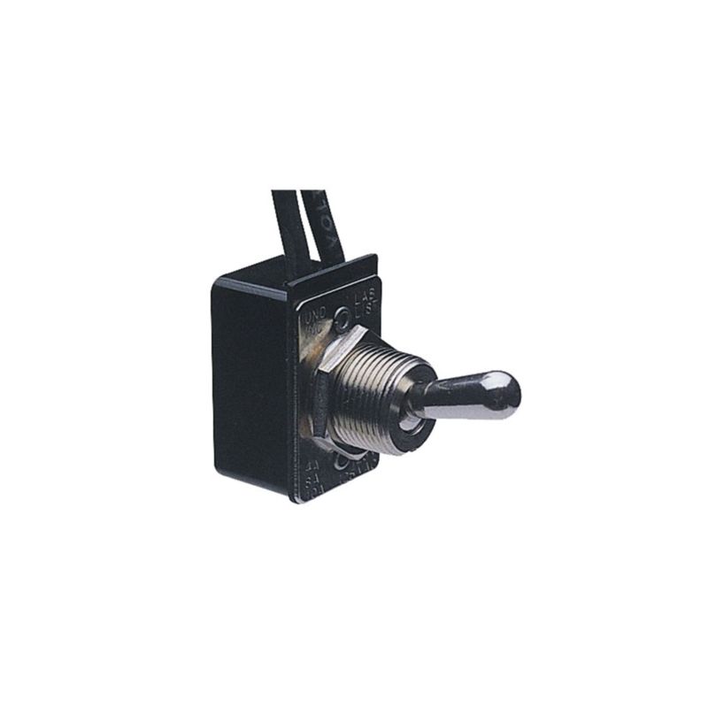 Calterm 41720 Toggle Switch, 75 A, 6/28 VDC, Lead Wire Terminal, Black Black