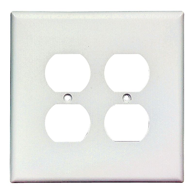 Eaton Wiring Devices 2750W-BOX Receptacle Wallplate, 5-1/4 in L, 5-5/16 in W, 2 -Gang, Thermoset, White White