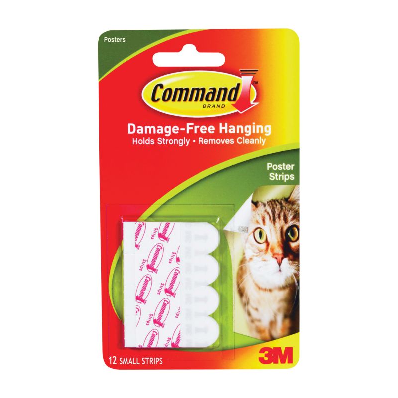 Command 17024 Poster Strip, 5/8 in W, 13/16 in L, Clear Clear
