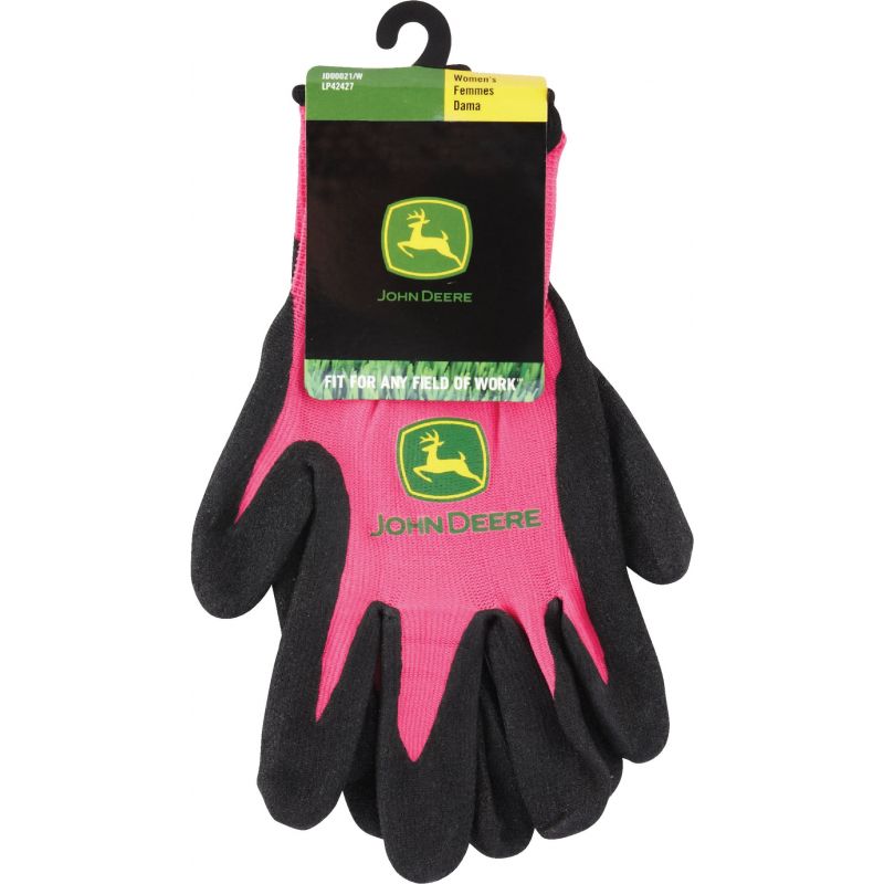 John Deere Nitrile Coated Glove 1 Size Fits Most, Pink &amp; Black