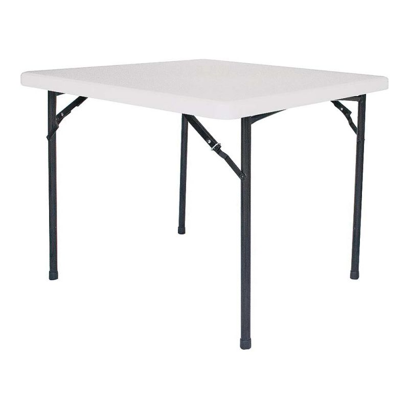 Simple Spaces BT036X001A Folding Table, 36 in OAW, 36 in OAD, 29-1/4 in OAH, Steel Frame, Polyethylene Tabletop White Top/ Black Legs