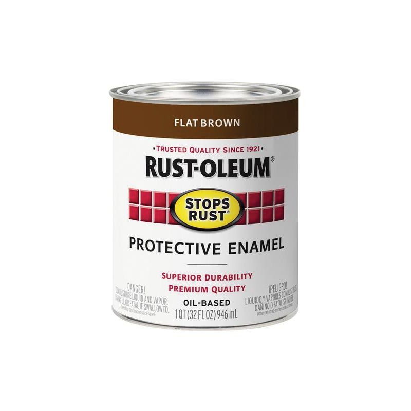 Rust-Oleum 353587 Rust Preventative Paint, Oil, Flat, Brown, 1 qt, 80 to 175 sq-ft Coverage Area Brown (Pack of 2)