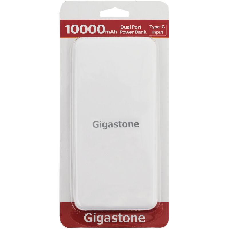Gigastone 10,000 mAh Dual Output Power Bank 10,000 MAh, White