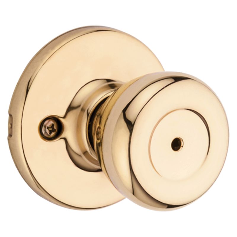Kwikset 300T 3CP Privacy Lockset, Polished Brass, For: Bedroom and Bathroom Doors
