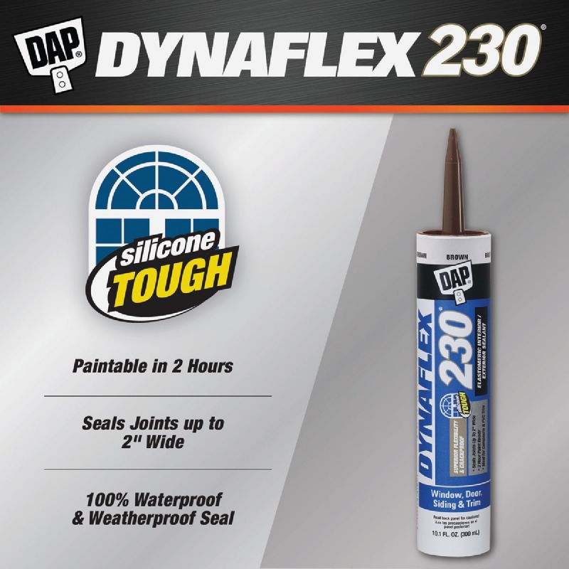 Dap Dynaflex 230 100% Waterproof Window, Door, Siding &amp; Trim Sealant Brown, 10.1 Oz. (Pack of 12)