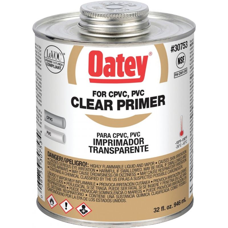Oatey Clear Pipe and Fitting Primer for PVC/CPVC 32 Oz., Clear