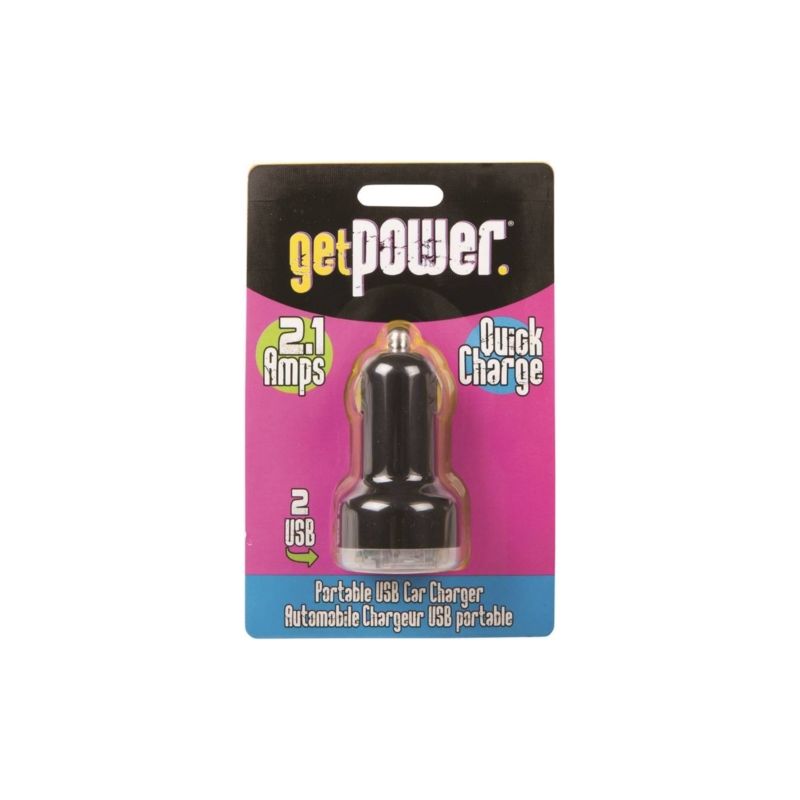 GetPower GP-DC2USB-BLK USB to DC Car Adapter, 12 V Output, 2.4 A Charge, Black Black