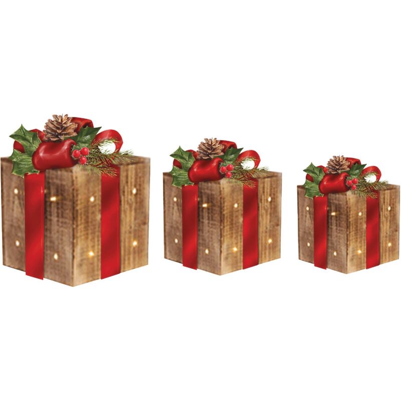 Alpine Gift Box Set LED Lighted Decoration