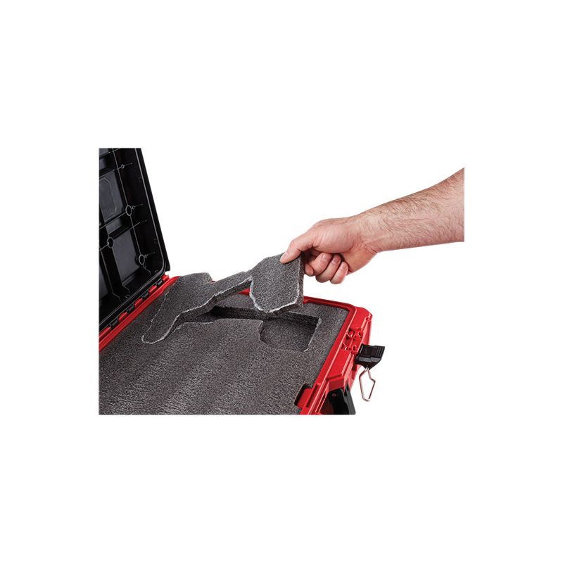 Milwaukee PACKOUT 48-22-8450 Tool Case, 75 lb, Polymer, Black/Red, 20.59 in L x 14.84 in W x 5.91 in H Outside Black/Red