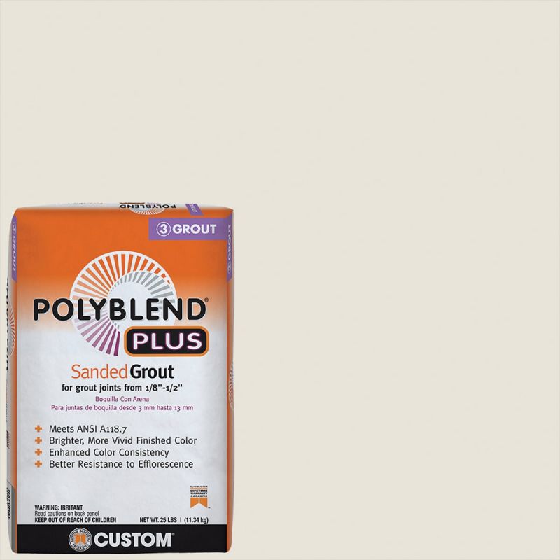 Custom Building Products PolyBlend PLUS Sanded Tile Grout 25 Lb., Bright White