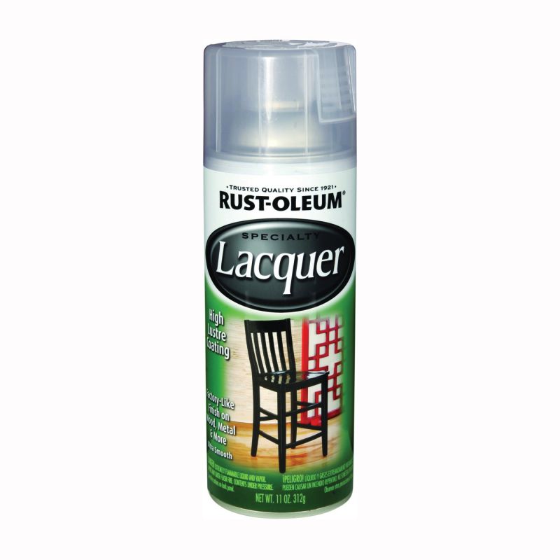 Rust-Oleum SPECIALTY 1906830 Lacquer Spray Paint, Gloss, Liquid, Clear, 11 oz, Aerosol Can Clear